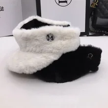 01912-pei03103 зимний теплый искусственный мех без козырьков леди досуг кепки Мужчины Женщины Козырьки Шляпы