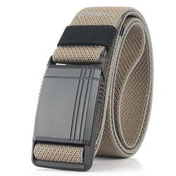 Xfhh New Elastic Belt For Men Slide Metal Buckle Adjustable Male Trousers Belts Military Combat Tactical Belts High Quality