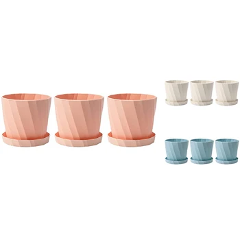 

Plastic Indoor Flowerpot with Drain Hole and Tray Garden Flowerpot, Used for Succulents, Flowers, Cacti