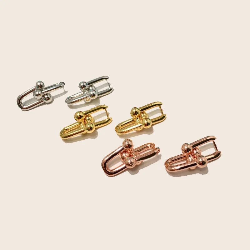 

Hardware Elements Link Design Women Earrings High Quality Luxury Titanium Steel Gold Color Fashion Earring Jewelry