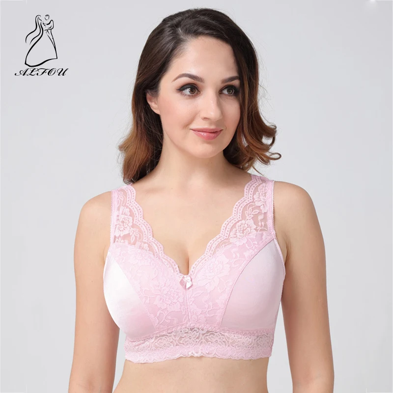 

Large Size Underwear Without Steel Ring Gathere Bra Lace Side To Receive Breast Vest Bra For Women Push Up Bra Sexy Brassiere