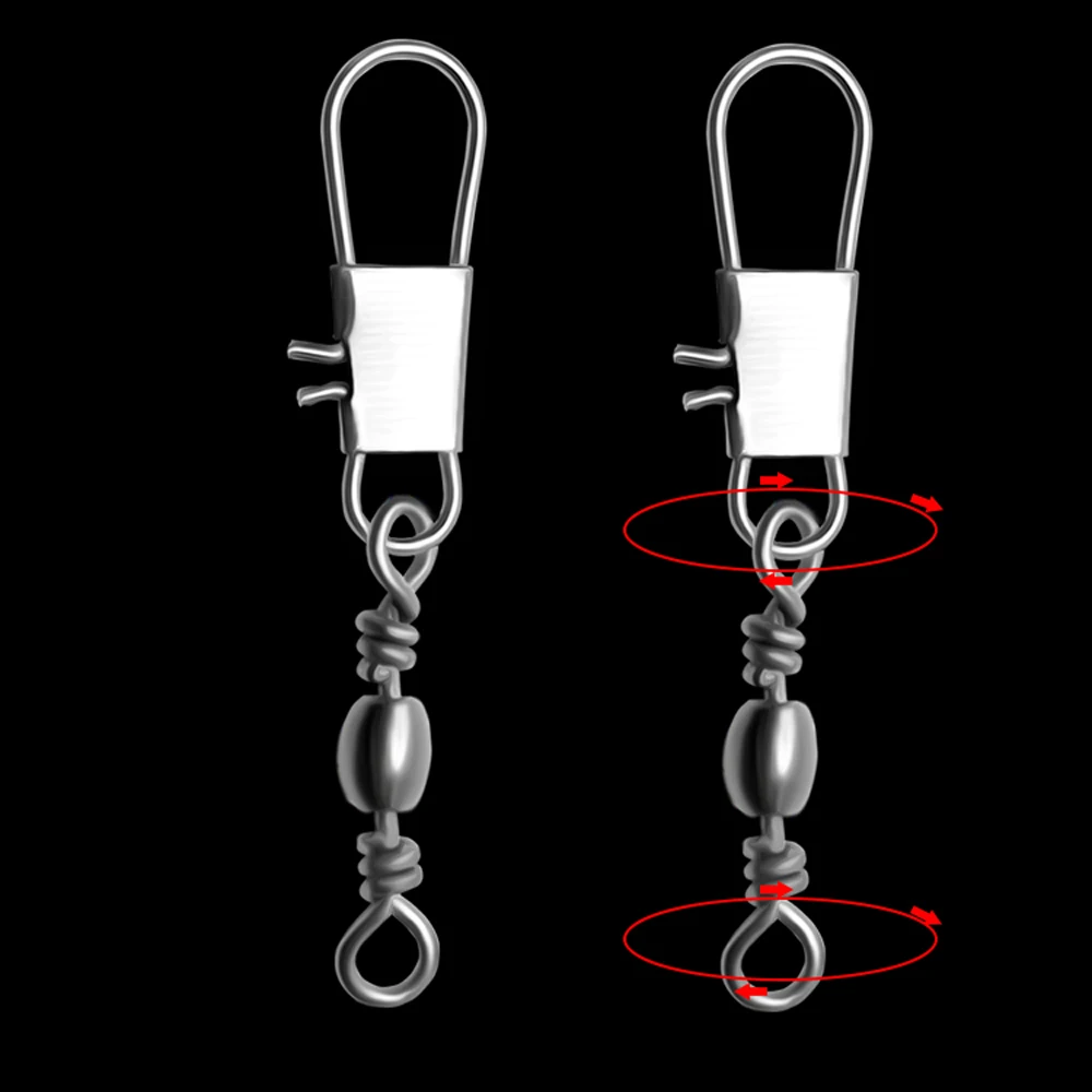 Interlock Snap Pin Ball Bearing Swivel Fishing Connector 100pcs