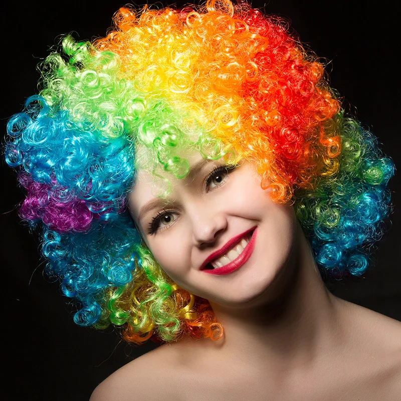 Парики для Хэллоуина футбольная игра цветные шапки парики футбольная игра костюм вечерние мяч Вечеринка взрослые детское платье веер