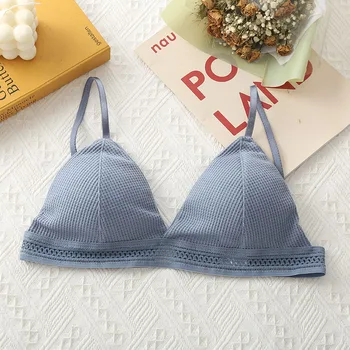 

French Style Bralette Seamless Lace Bra Gathering Bralette Thin Underwear Sexy Lingerie Soft Push Up Bra Triangle cup Women bra