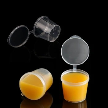 

100Pcs 25ml Plastic Disposable Sauce Cups With Lid Food Storage Containers Boxes 090C