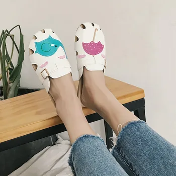 

Women Summer PU Leather Slippers Ladies Cute Animal Breathable Slip On Woman Shoes Female Casual comfort Beach Sandals 2020 New