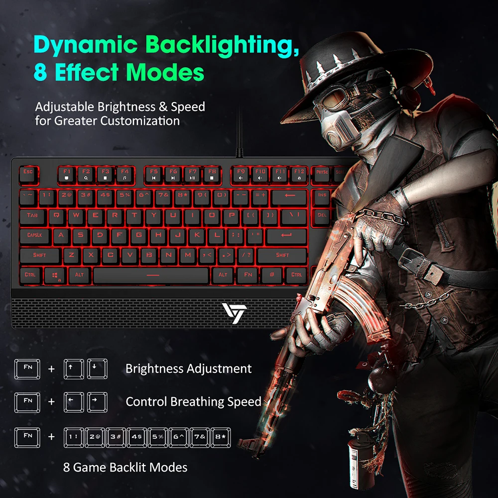 VicTsing PC175 механическая клавиатура 104 колпачки красный переключатель игровые клавиатуры с красным светодиодный подсветкой съемная подставка под запястье для ноутбука