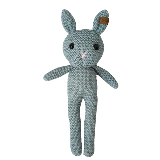 New ins Handmade Rabbit Crochet Wool Doll Animal Stuffed Plush Toy Baby Soothing Baby Sleeping Plush Toy Gifts for Kids Birthday