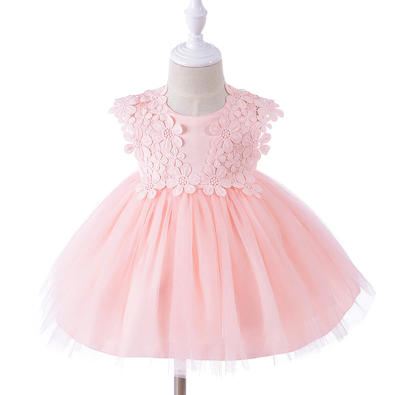 Тюлевое кружевное платье для маленьких девочек розовые платья для первого дня рождения пышные наряды для торжественных случаев платье подружки невесты с цветочным узором для маленьких девочек