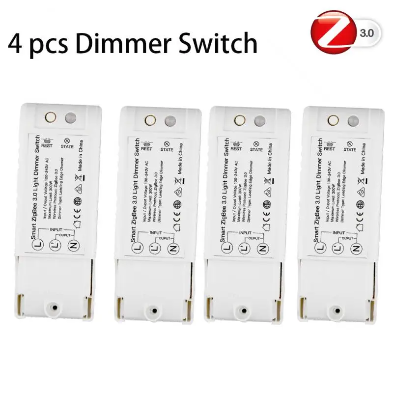 1/4 шт. Zigbee 3,0 Smart диммер переключатель 100-240 В переменного тока «сделай сам» для дома Устройство удаленного Управление для большинства Zigbee концентратор Работает с Google Home - Комплект: 4pcs Dimmer