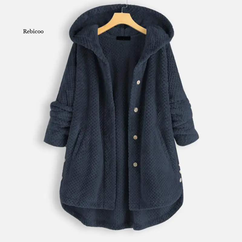 

Winter Fashion New Women's Hooded Double-Sided Fleece Sweater Casual Mid-Length Jacket