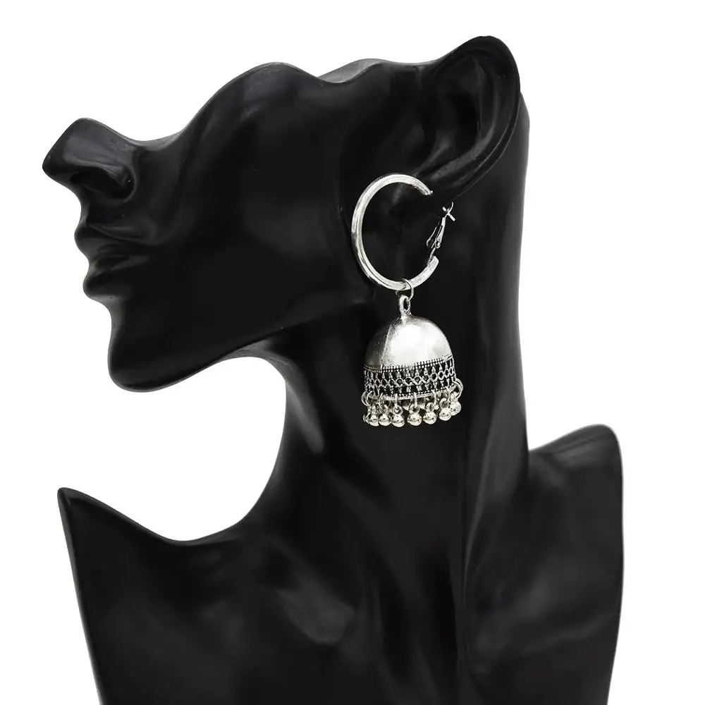 Индийские Висячие серьги Jhumka Jhumki для женщин Винтажные из сплава золотого цвета с