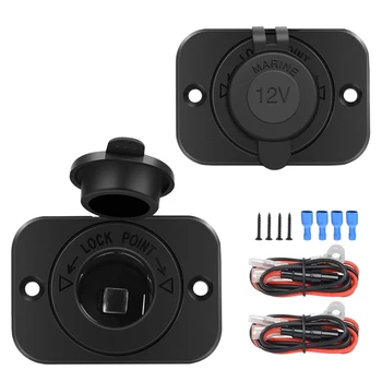 

2PCS Cigarette-Lighter Socket Waterproof Power Outlet Adapter Replacement with Terminals Wires and Screws for RV, ATV