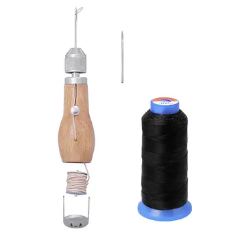 

1*Hand Sewing Machine+1*Round Wax Line Professional Stitcher Sewing Awl Tool Kit For Leather Sail Canvas Repair