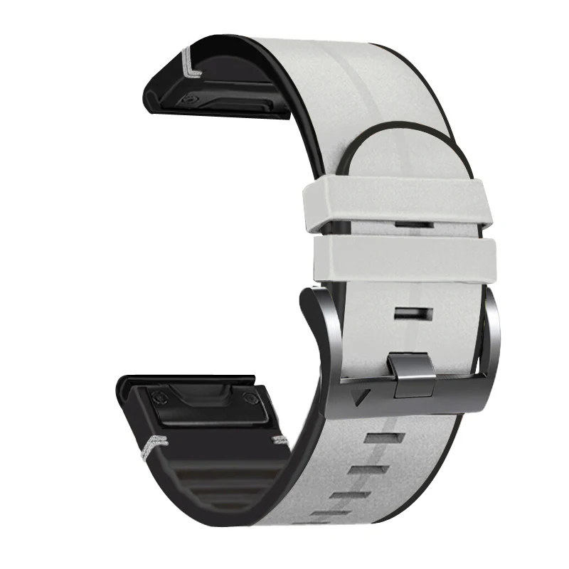 Versatile Silicone & Leather Quick Release Smartwatch Band - Durable & Stylish Strap