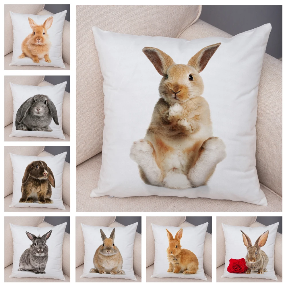Rabbit Pillowcase Cushion-Cover Room-Decor Animal-Print Lovely Home Sofa Plush for Children