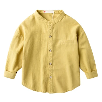 

1-7 Year Old New 2020 Spring Boys Shirts Long Sleeves Cotton Baby Shirts Children's Shirts Collar Solid Fashion Shirts