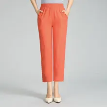 Summer Woman Plain Color Cotton Linen Cropped Pant Female Red Yellow Black Gray Orange Leisure Straighnt Ninth Trousers Women Summer Woman Plain Color Cotton Linen Cropped Pant Female Red Yellow Black Gray Orange Leisure Straighnt Ninth Trousers Women