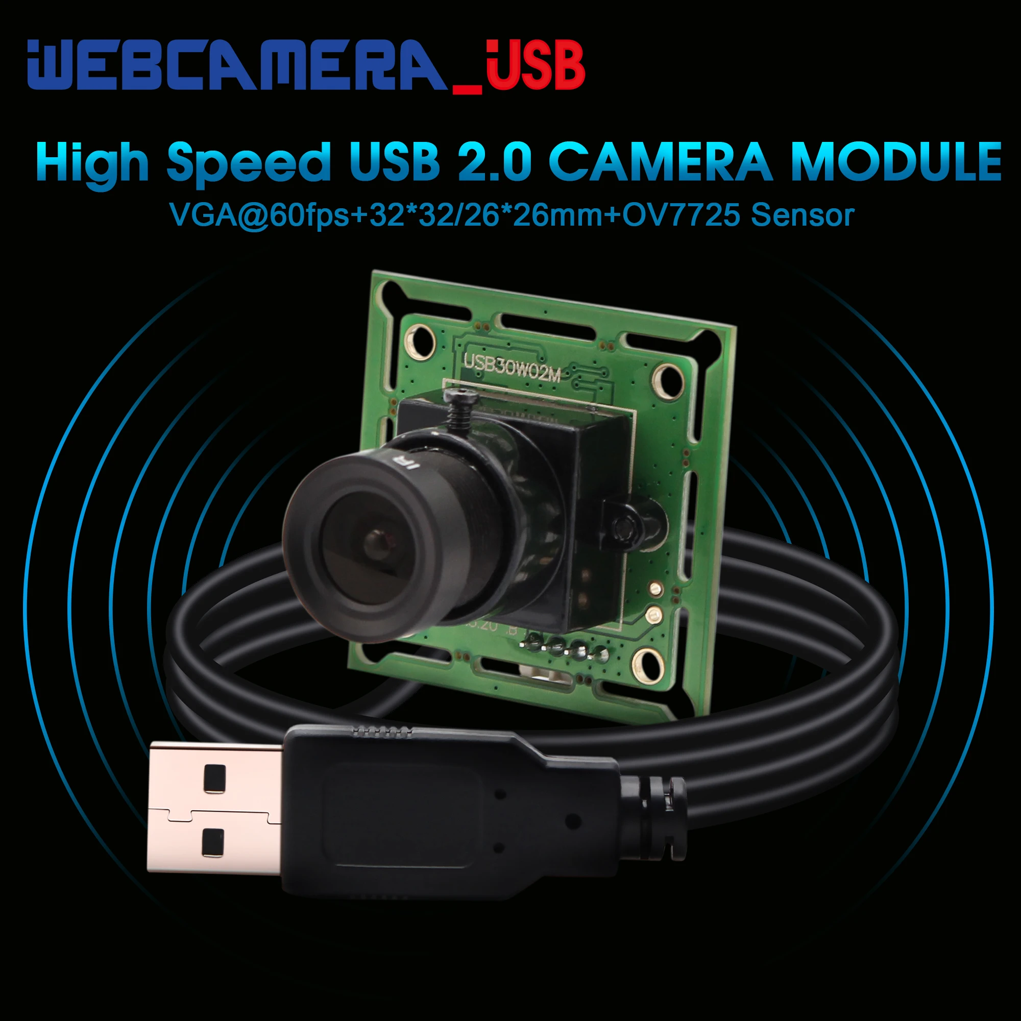 32x32 мм Модуль камеры Omnivision OV7725 cmos сенсор VGA Бесплатный драйвер микро usb плата