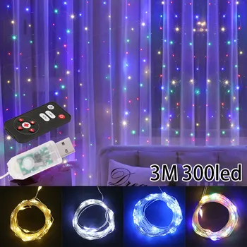 

Christmas Decorations for Home 3m 300 LED Curtain String Light Flash Fairy Garland Happy New Year 2021 Noel Navidad 2020