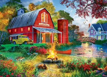 

country river camping campfire red barn background High quality Computer print scenic photo backdrop