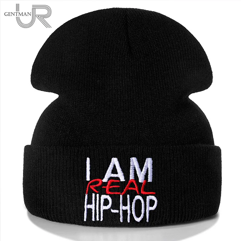 

New Unisex Beanie Hat I AM REAL HIP-HOP Casual Winter Hat For Men Women Warm Knitted Hat Fashion Solid Streetwear Beanie Cap
