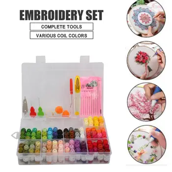 

Embroidery Thread Set 100 Color Cross Stitch Floss Rainbow Color Sewing Threads DIY Sewing Accessories Kit Tool For Women CD