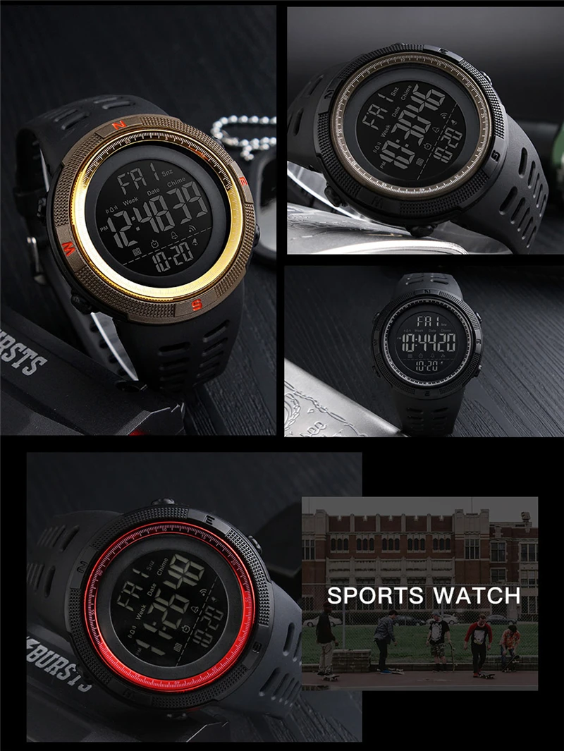 Водонепроницаемые Брендовые спортивные мужские часы для плавания 50 м, устойчивые к царапинам, уличные электронные цифровые часы для мужчин