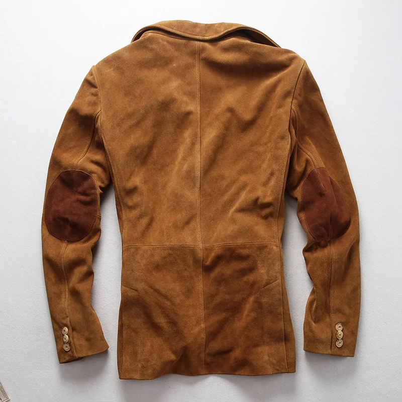 Новинка 2019 мужские блейзеры замшевая куртка из воловьей кожи модный костюм