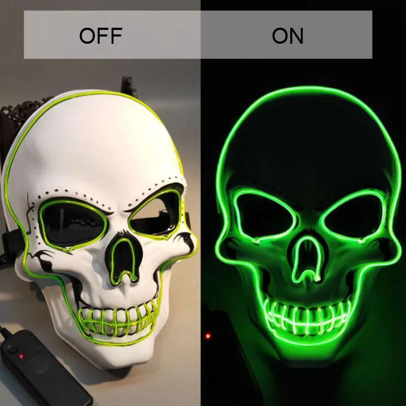 

10pcs/lot Halloween Decorations Party Mask Skull With LED Horror Props Full Face Masks For Adult Cospaly