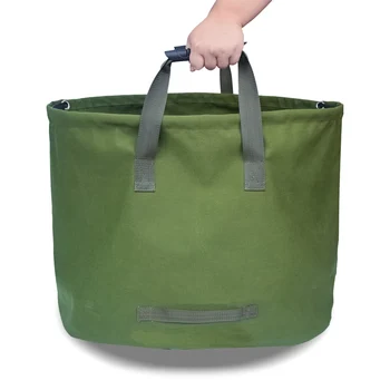 

Hot 63 Gallons Garden Bag Canvas Reusable Gardening Tool Bag Water Resistant Garden Leaf Waste Bag Waste Sack Yard Waste Bag