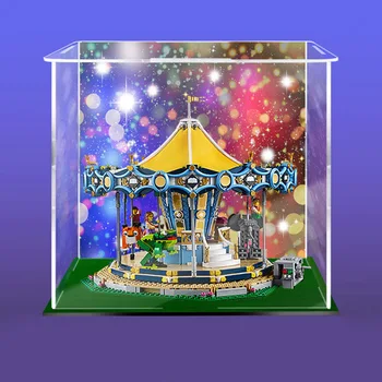 

MODIKER Building Block Acrylic Dustproof Display Box Show Box for Carousel 10257 - Black Bottom Top Light Type