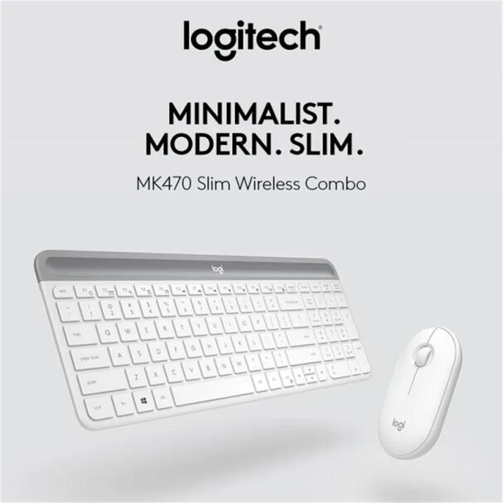 Logitech MK470 Тонкий 2,4 г ультра-тонкий бесшумный набор Беспроводной клавиатура и Мышь комбо низкий профиль для ПК с ОС Windows 10/8/7/Vista 19Sep24