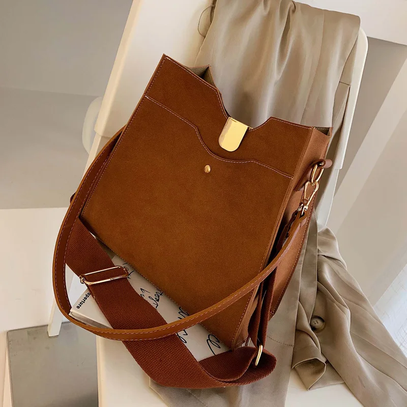 

Wild autumn and winter mother bag simple design solid color matte leather shoulder bag adjustable shoulder strap messenger bag