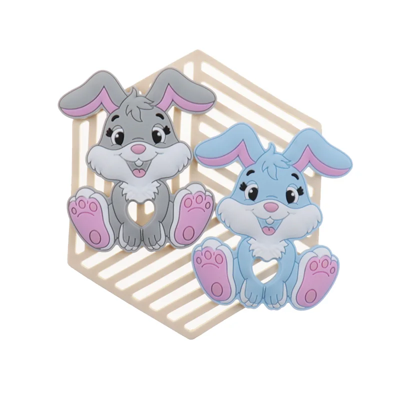 10pcs 토끼 실리콘 Teether  Teether 식품 학년 실리콘 Teether 치아  건강 BPA 무료 젖꼭지 액세서리