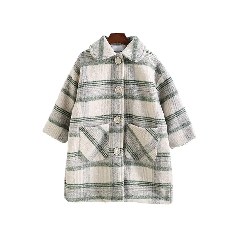 Teen Girls Wool Coat Girls Clothes Long-Sleeved Striped Kids Jacket for Girls Winter Coat Outerwear Children Clothing 10 12 13T
