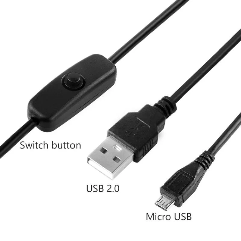 1 шт. 1 метр Черный Micro USB адаптер питания кабель с переключателем для Raspberry Pi 3