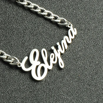 

Cuba Chain Bijoux Femme Old English Name Necklaces Maxi Colar For Women Bridesmaid Gift Custom Jewelry