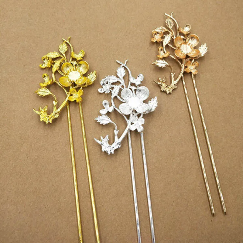 

10pcs Women Metal Hairpins Flower Leaf tree Branch U-Shape Hair Clip Vintage Hair Sticks DIY for Women Hairpin Bun Tool Headwear