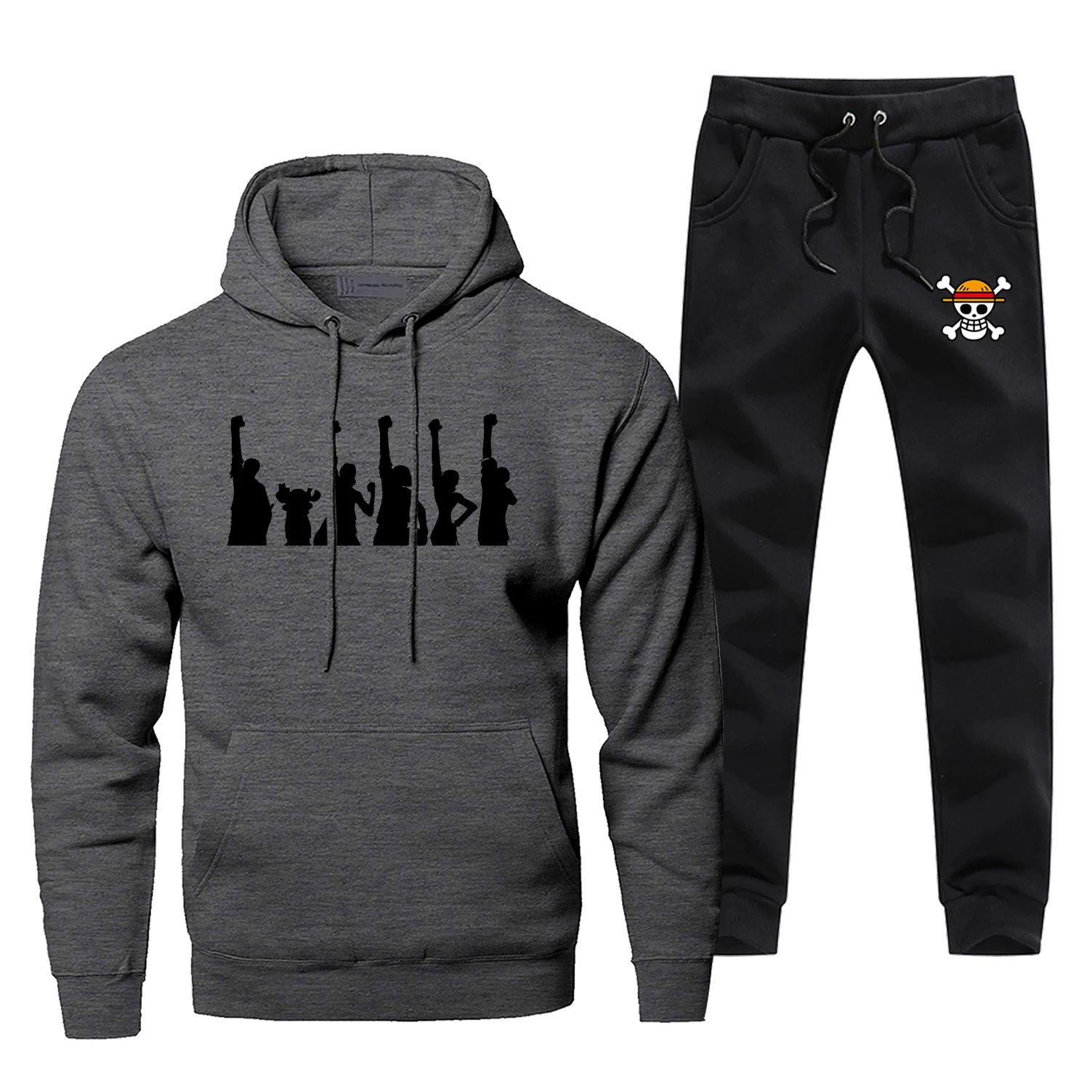 

One Piece Japan Anime Hoodie Pants Set Men Sweatshirt Male Hoodies Sweatshirts Mens Sets Two Piece Pant Pullover Harajuku Coat