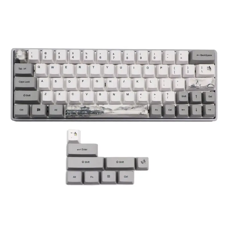 Механическая клавиатура PBT Cherry Blossom колпачки для клавиш с сублимационной печатью