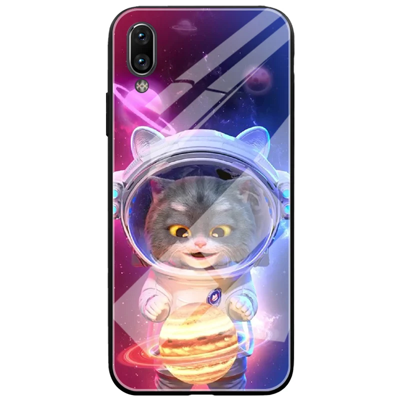 Cartoon Glass fighting Cat Case For Vivo X23 X27 Pro X21i X21 UD Space Cat Luxury TPU Back Case For Vivo NEX S / 3 5G