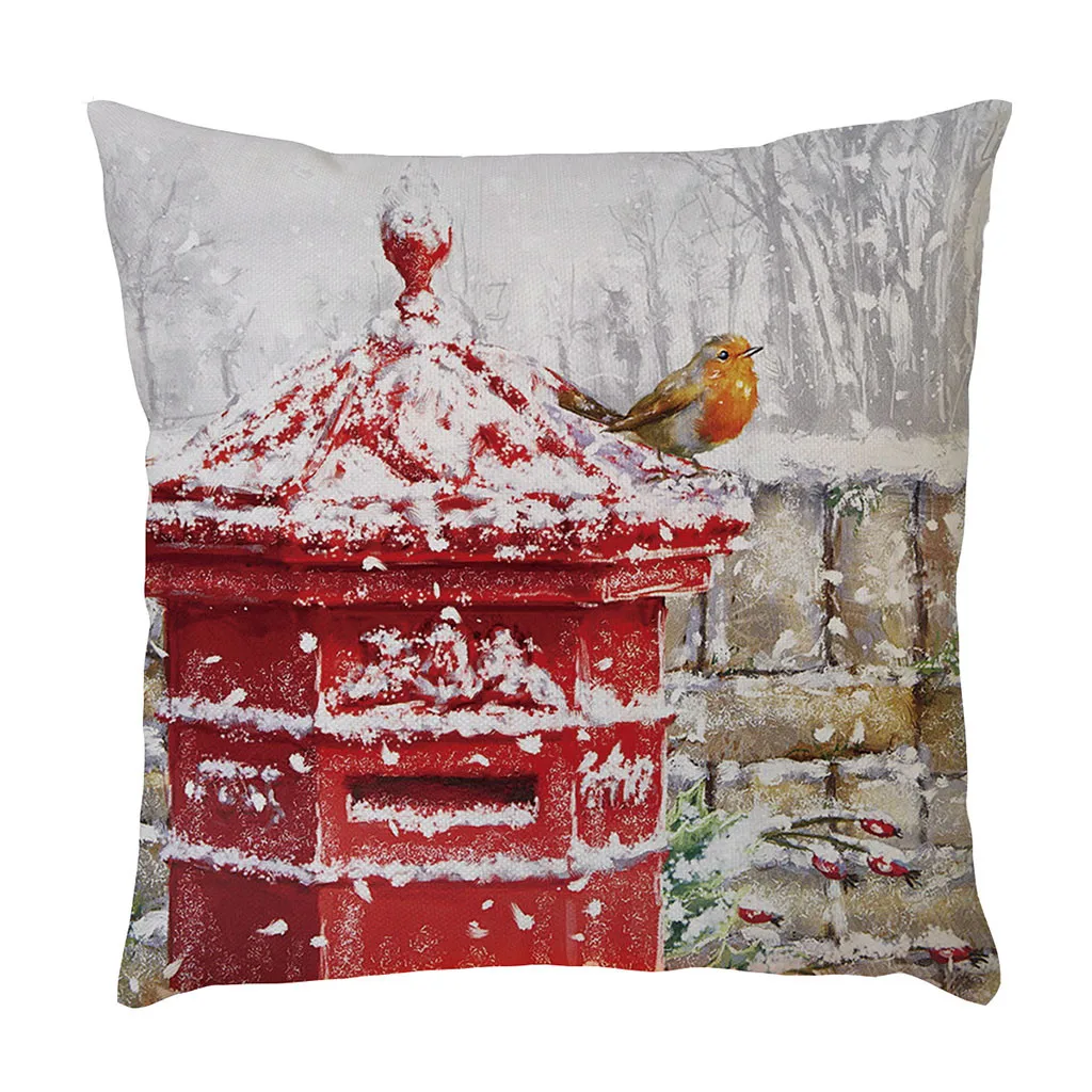 

Merry Christmas Printed Throw Pillow Case Snowman Snowflake Decorative Pillows For Sofa Seat Cushion Cover 45x45cm Home Decor