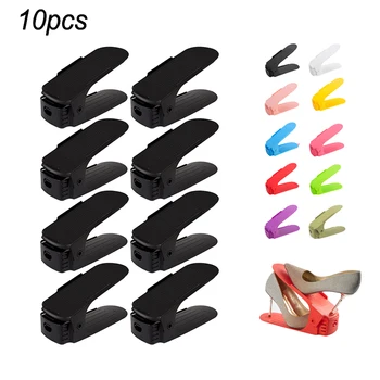 

10pcs Adjustable Shoe Rack for Organizer Shoes Footwear Storage Stand Support Slot Space Saving Cabinet Closet Shoe Holder