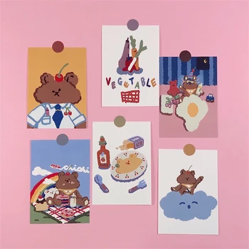

6Pcs/set Korean Cartoon Soft Bear Poster INS Album HD Photo Card Photocard