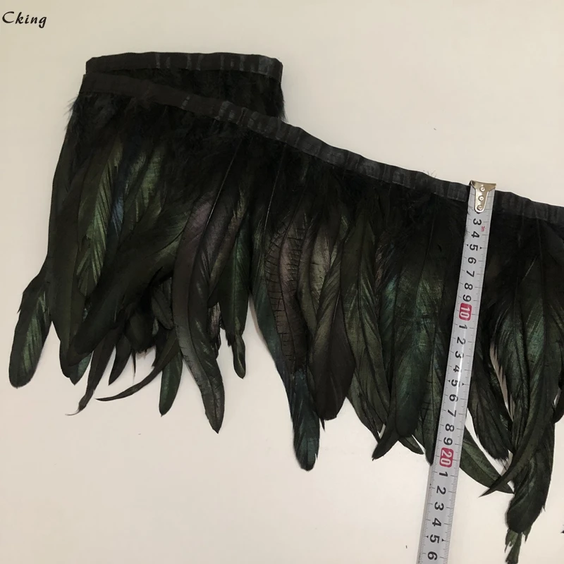 10yard/lot 8-10inch black color Natural Bleached Dyed Decoration Rooster Tail Feathers fringes | Дом и сад