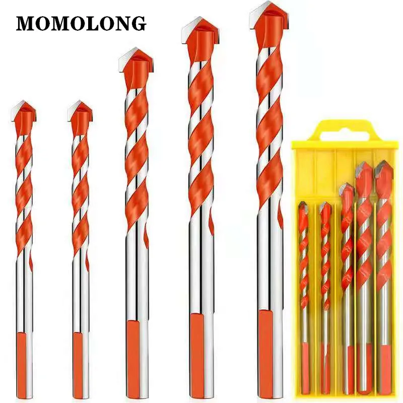 5/6/7/10Pcs 4-12mm Multi-Material Triangle Drill Bit Set For Plastic Wood Stone  Tile Concrete Brick Glass binoax 2 4 5 pcs multi material triangle drill bit set for tile concrete brick glass plastic wood stone