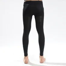 Спортивные мужские леггинсы для фитнеса с высокой талией, однотонные черные мужские штаны для йоги, спортивная одежда, спортивные Леггинсы для тренировок, леггинсы, Mujer#3