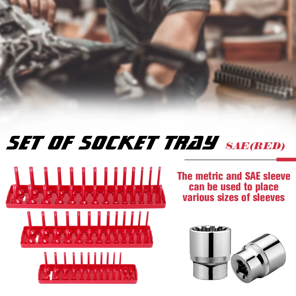 

3PCS/Set Accessories Workshop Multifunctional Holder Storage Tool Socket Tray Organizer 1/4'' 3/8'' 1/2'' Metric SAE Shelf Stand