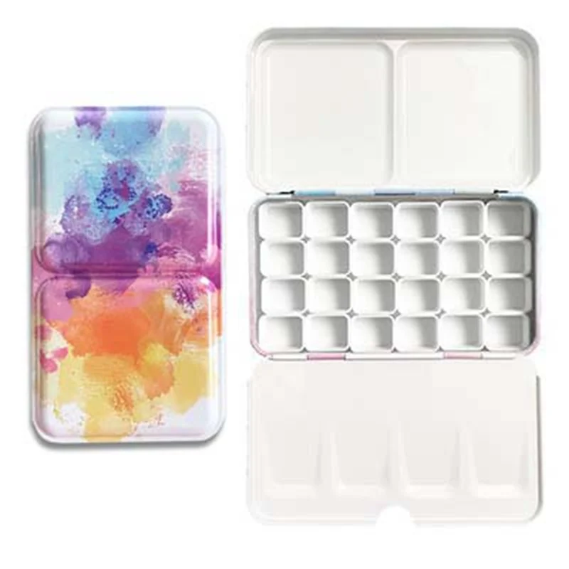 Paint Tray Professional Empty Palette Painting Storage Tray Paint Tin Iron Box Pans For Watercolor/Oil/ Acrylic Paints Art Supplies